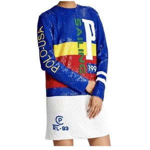 Polo Ralph Lauren Shuna Sailing Sequin Beaded Embellished Mini Dress - Size 10